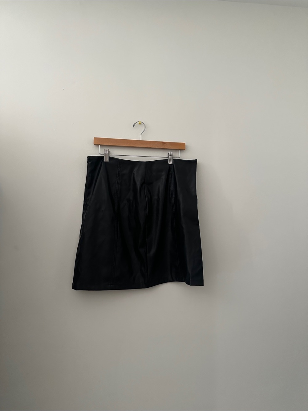 Black Leather-Look A-Line Skirt
